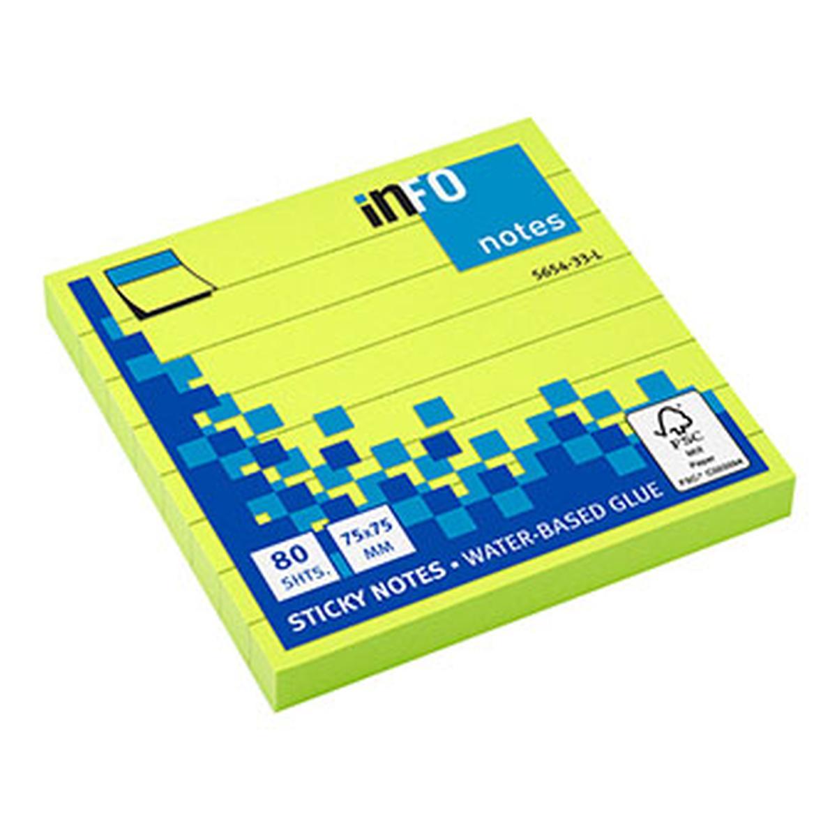 Notes adesivi 75x75 righe verde  fluo cf 12 pz