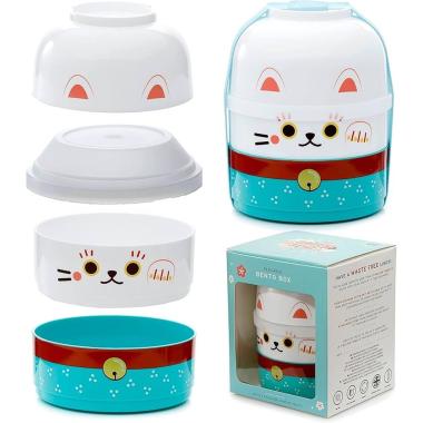 Contenitore per alimenti tondo c/scomparti maneki neko