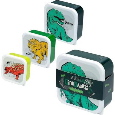Set 3 contenitori per alimenti m/l/xl dinosauri