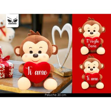 Peluche scimmia cuore 20cm