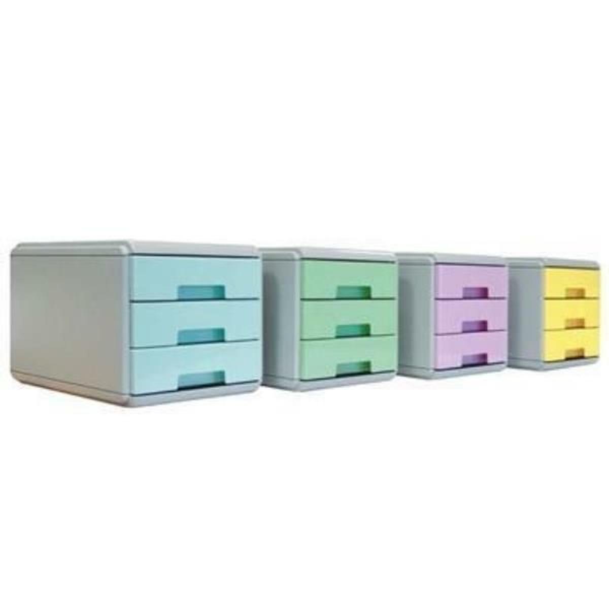 Mini cassettiera 3 cassetti pastel