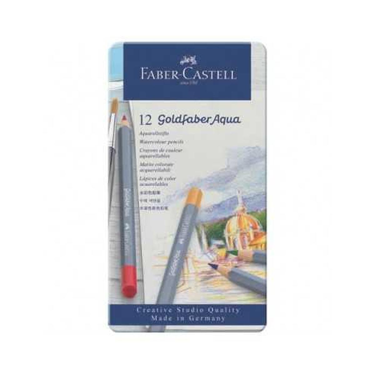 Pastelli acquarellabili goldfaber da 12 in scat metallo