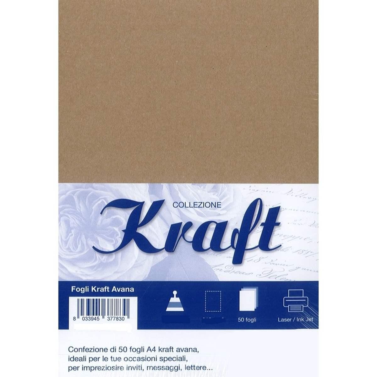 Cartoncino kraft avana 50pz a4 gr.90