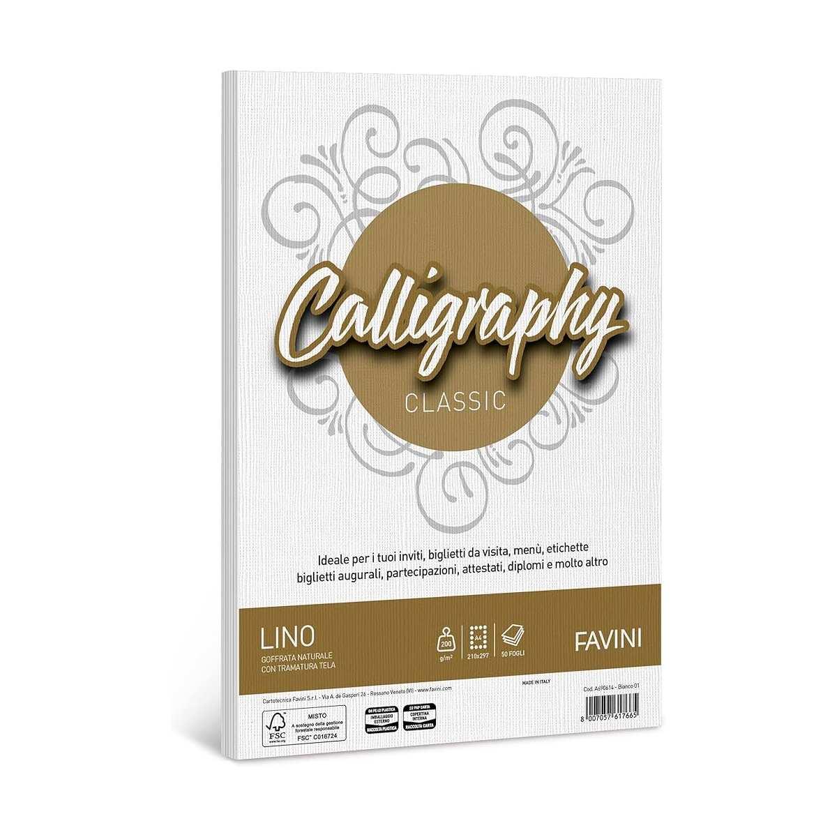 Calligraphy lino 50fg 200gr a4 bianco