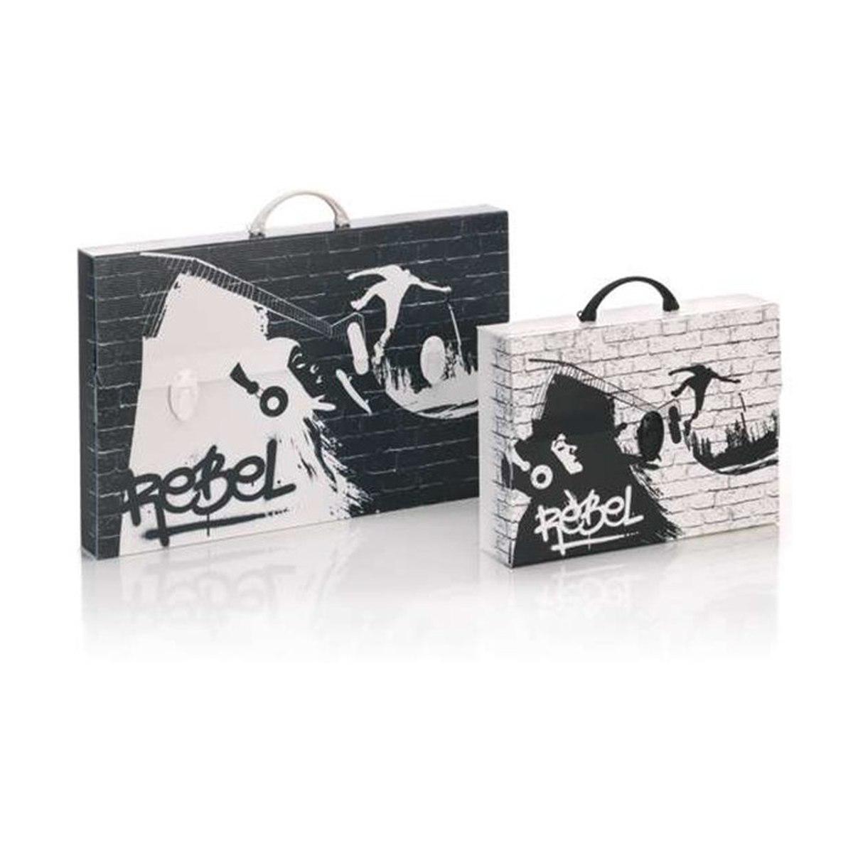 Valigetta black & white 27x37,5x8 1ch