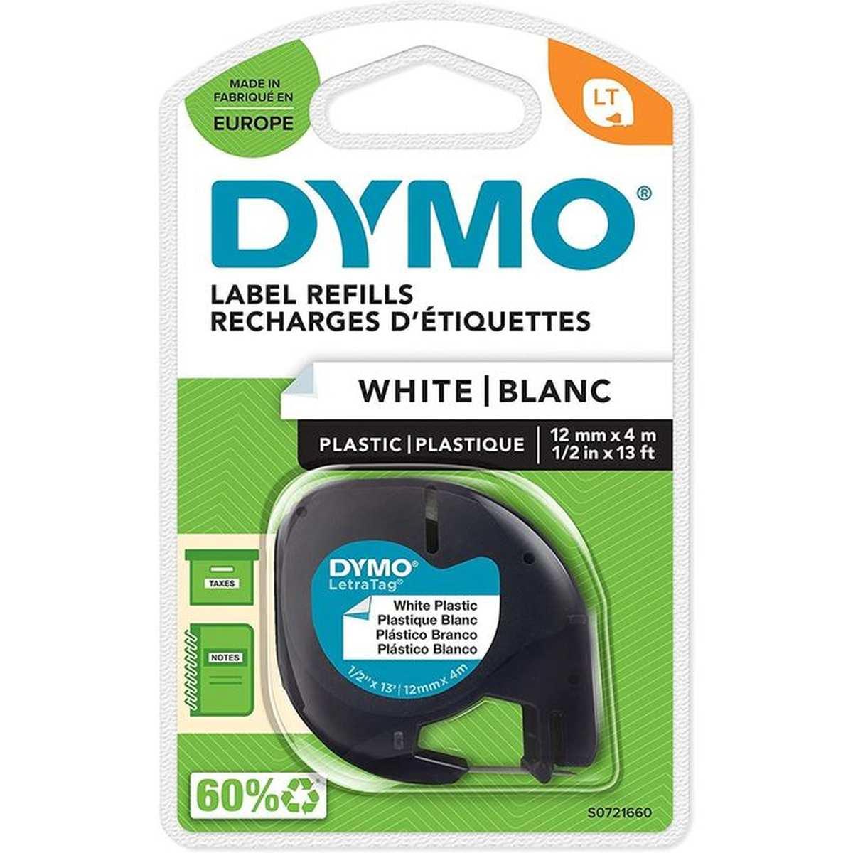 NASTRO ORIG. PER DYMO LETRATAG IN PLASTICA 12MMx4M BIANCO