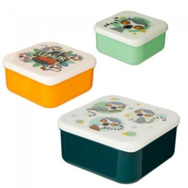 Set 3 contenitori per alimenti lemure