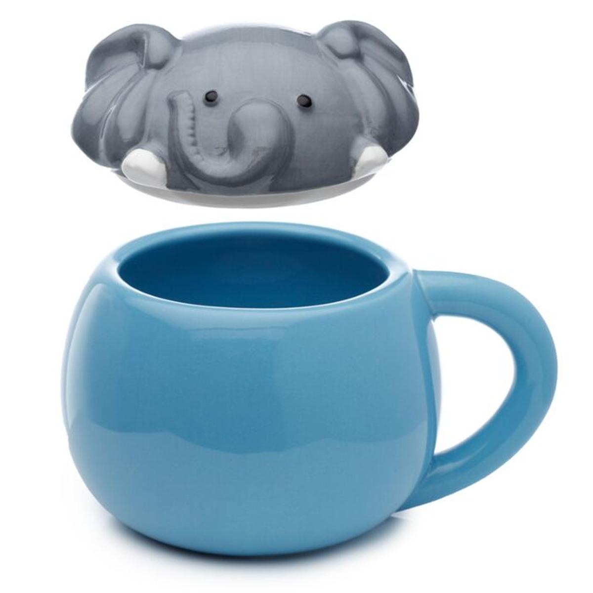 Tazza in ceramica con coperchio elefante