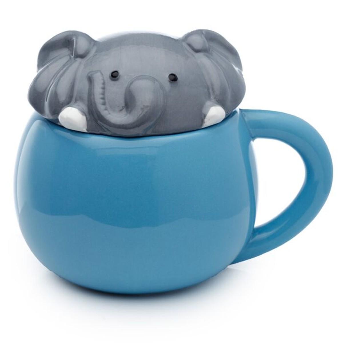 Tazza in ceramica con coperchio elefante