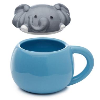 Tazza in ceramica con coperchio elefante