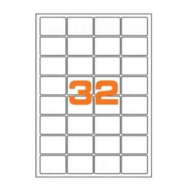 Cf.100 etichette ades. su a4 47.5x35 ang. arrot.