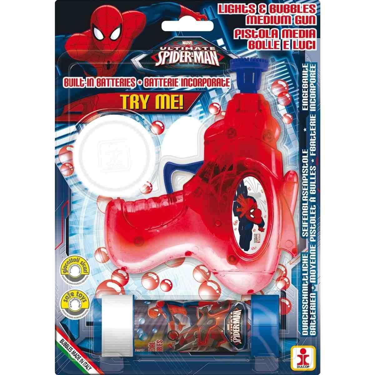 Pistola sparabolle con luci spiderman