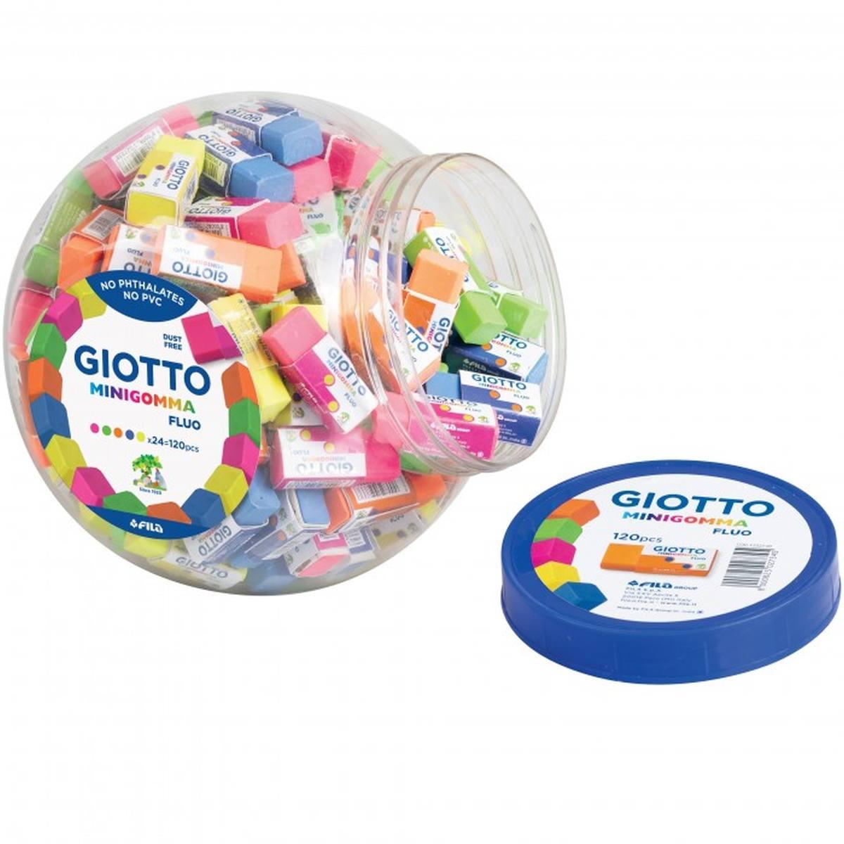 Giotto mini gomma fluo 60pz ricarica barattolo