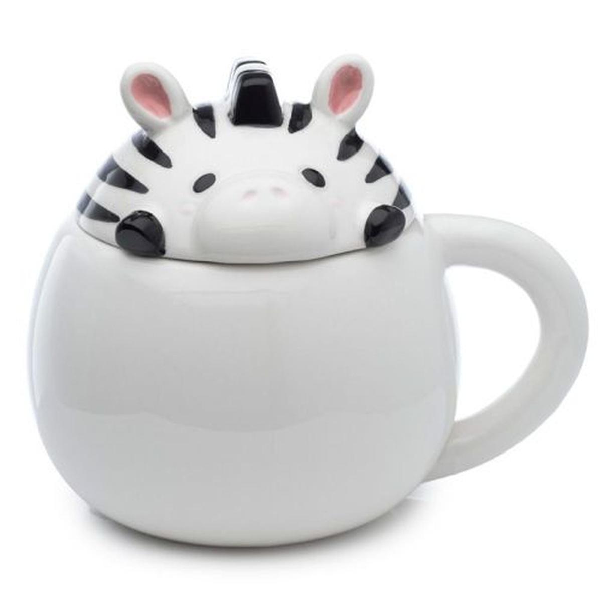 Tazza in ceramica con coperchio zebra