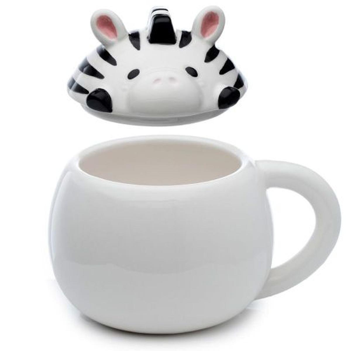 Tazza in ceramica con coperchio zebra