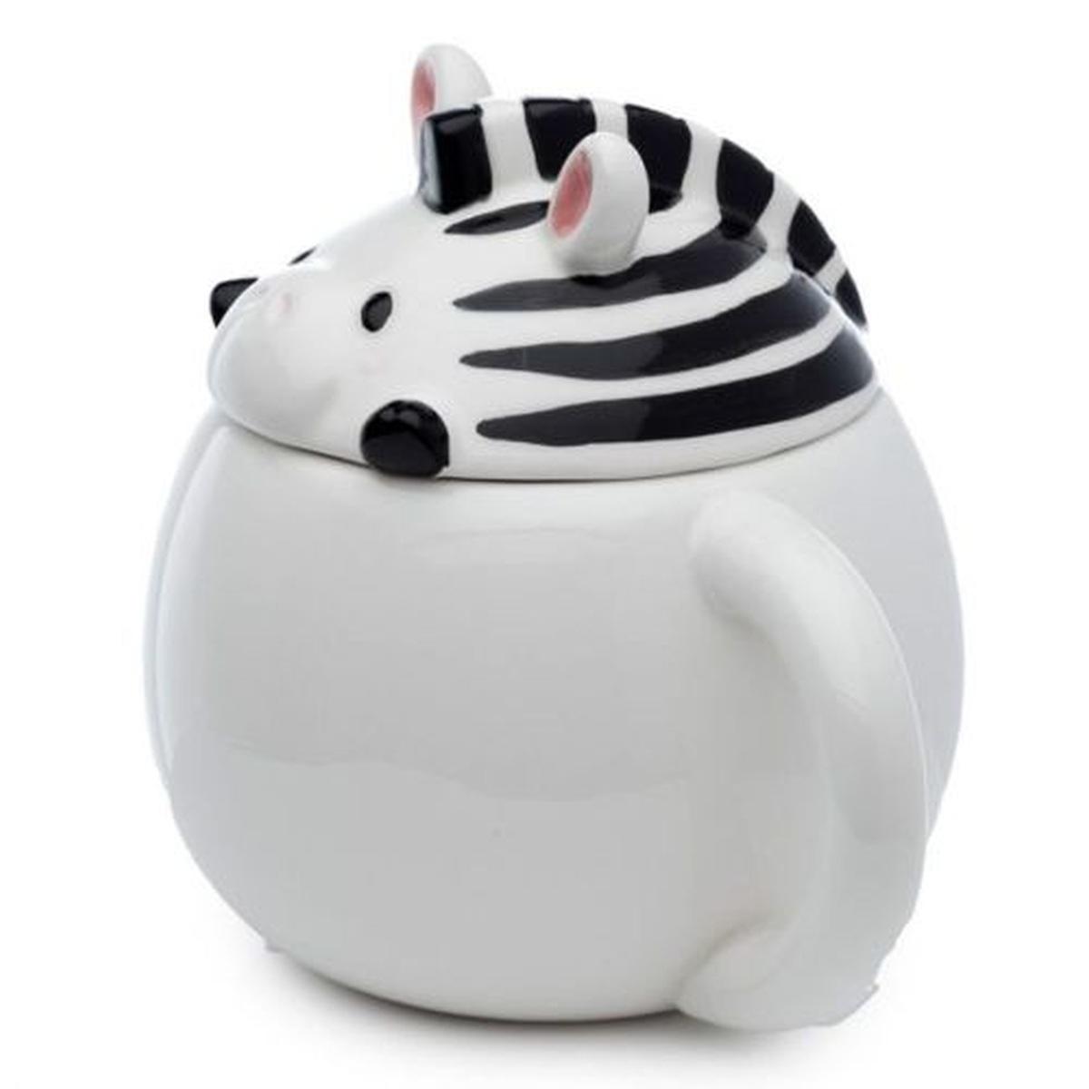 Tazza in ceramica con coperchio zebra