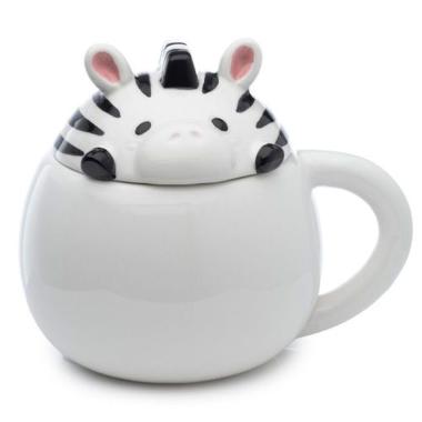 Tazza in ceramica con coperchio zebra