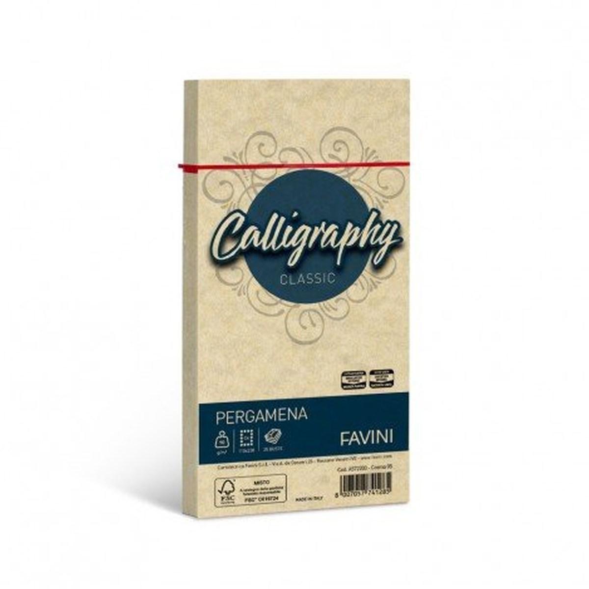 Calligraphy pergamena 25pz buste 11x22 crema