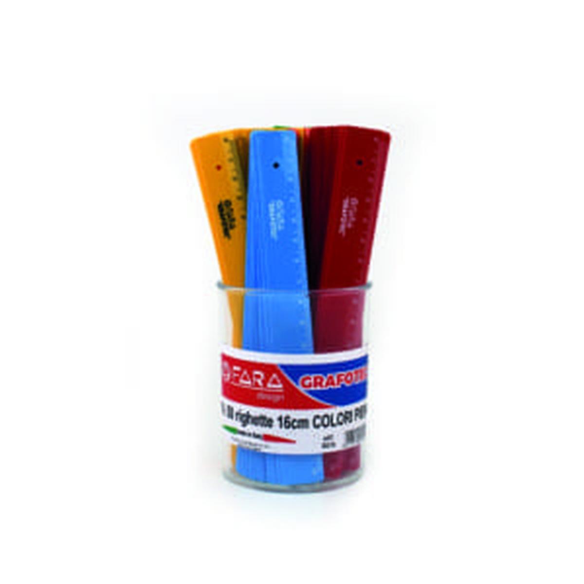 Barattolo 50pz righello da 16cm colori pieni