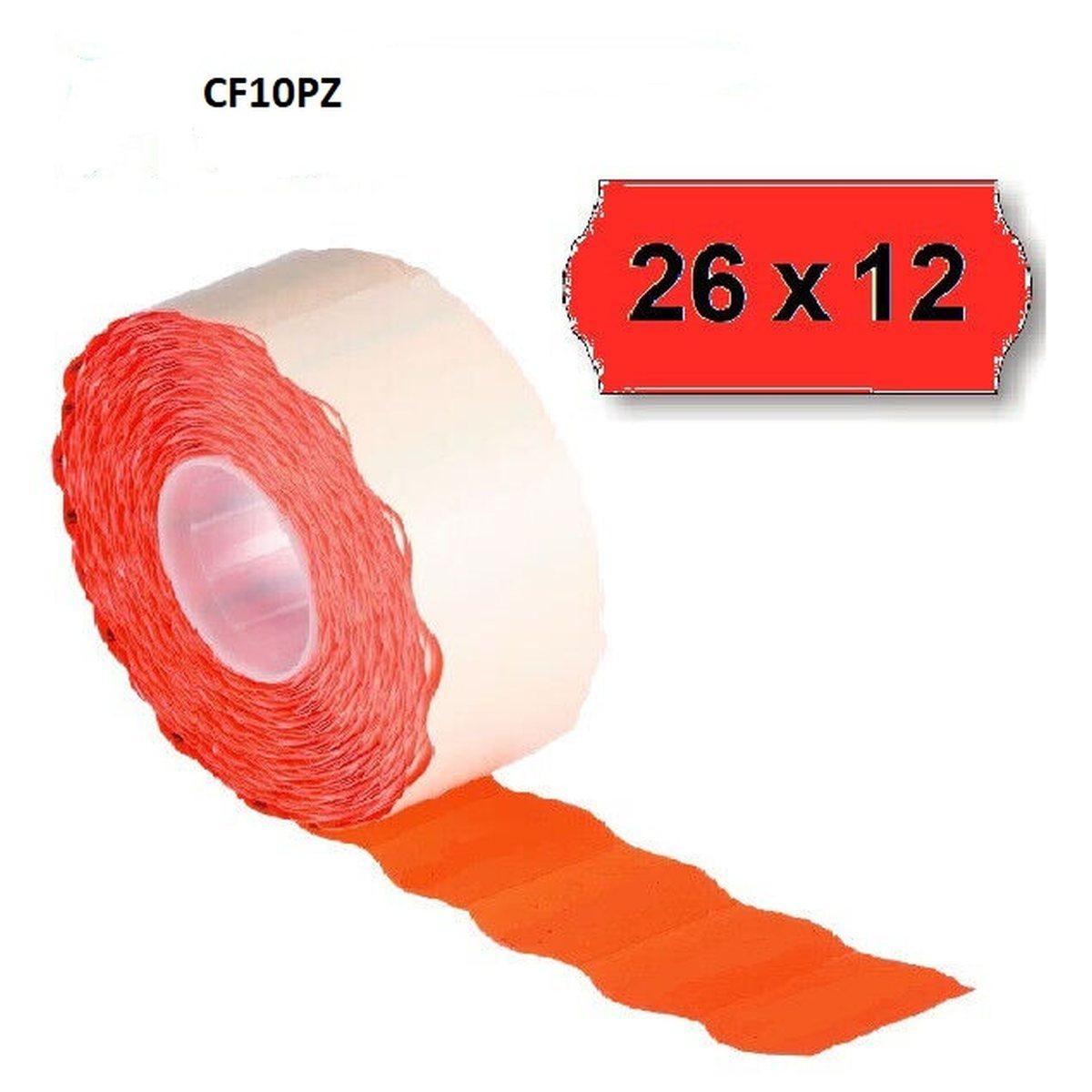 Rotoli x prezz.26x12 ond.fluo rosso pz10