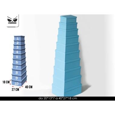 Set 10 scatole monocolore azzurro