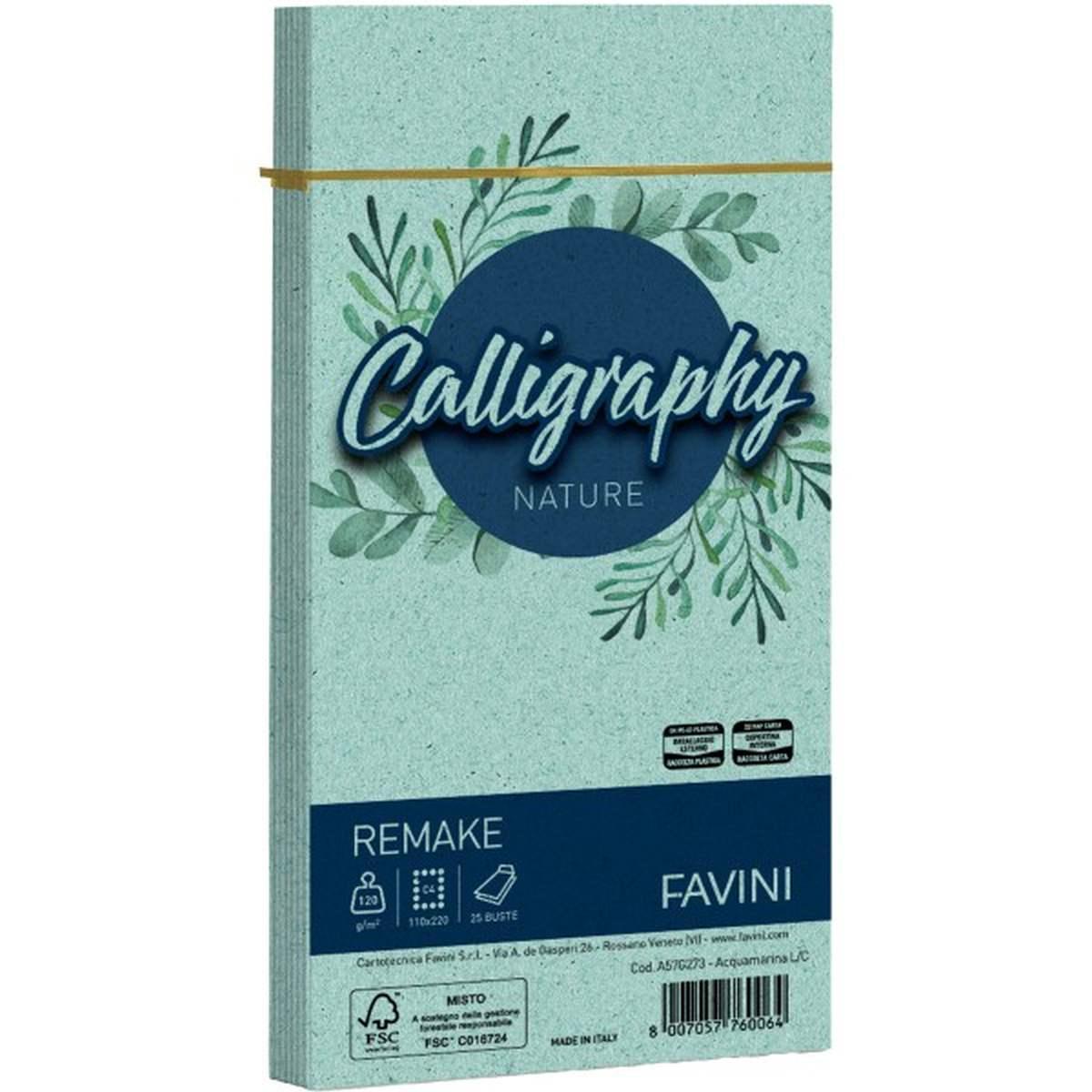 Calligraphy pergamena 25pz buste 11x22 azzurro