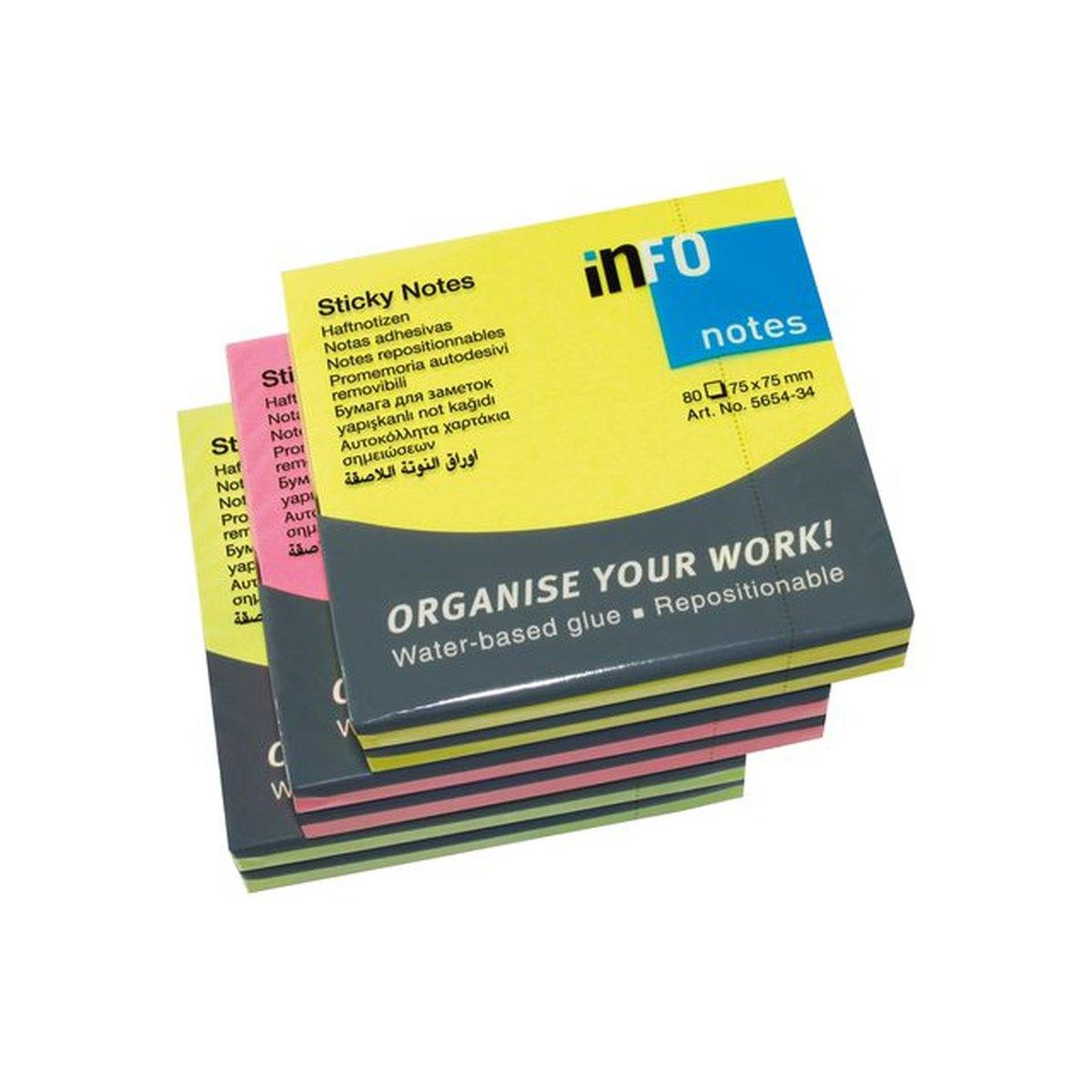 Stickynotes ass.75x75 6 pz