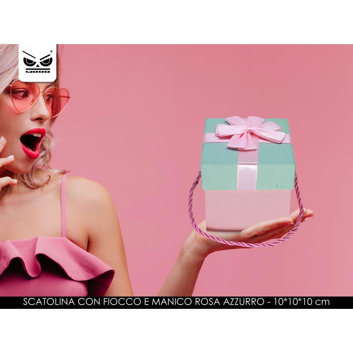 Scatola con fiocco e manico rosa