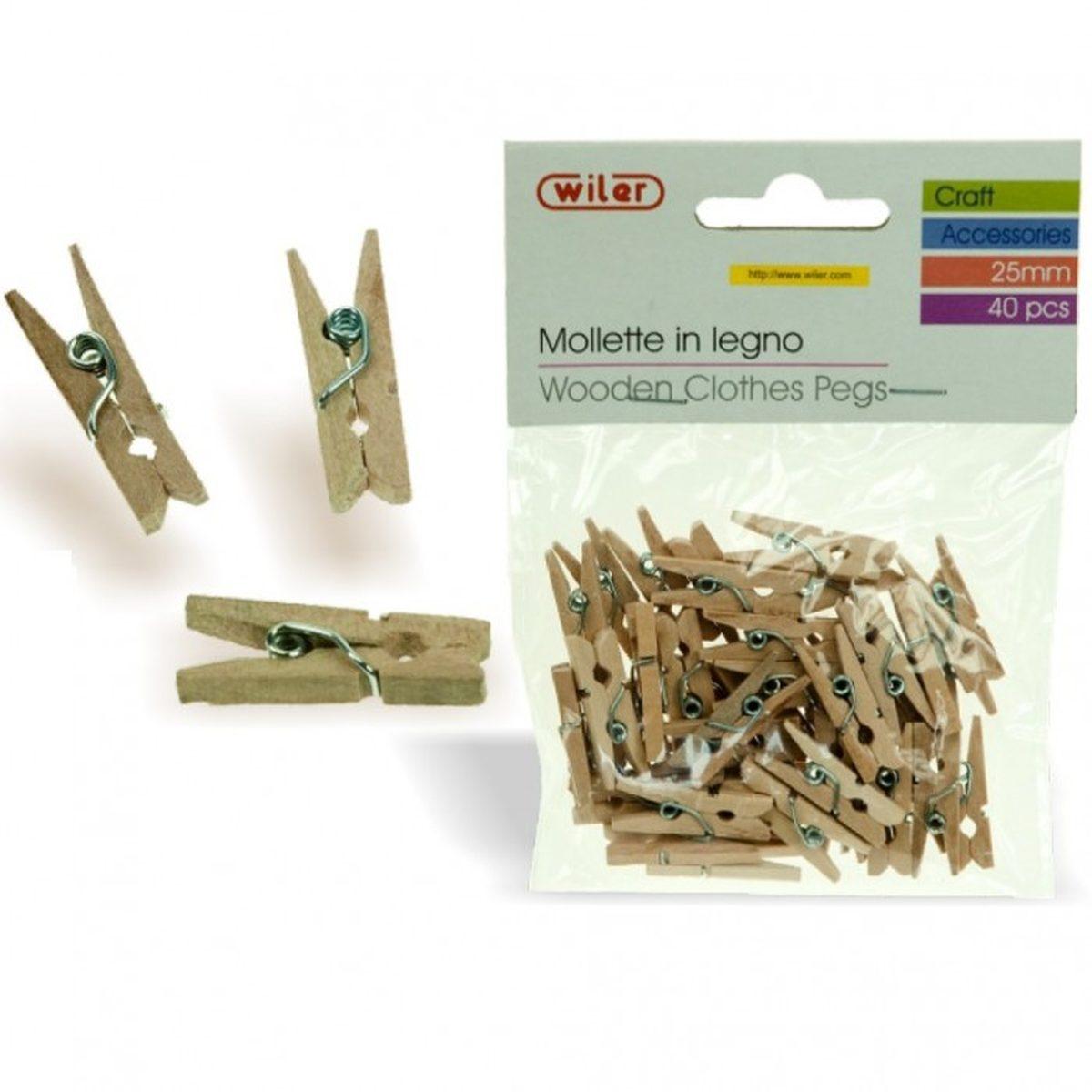 Mollette in  legno 25mm 50 pz naturali