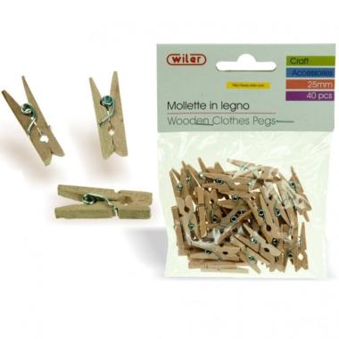 Mollette in  legno 25mm 50 pz naturali