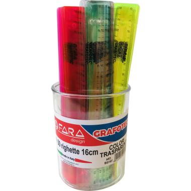 Barattolo 50pz righello da 16cm colori trasp