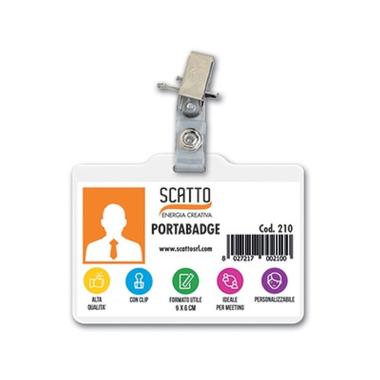 Portabadge in pvc c/clip in metallo cf50