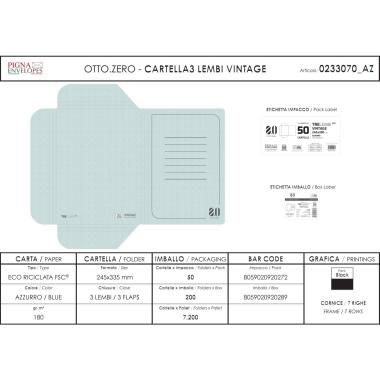 Cartella  c/lembi 25x35 vint. pz.50 gr.180 azzurro