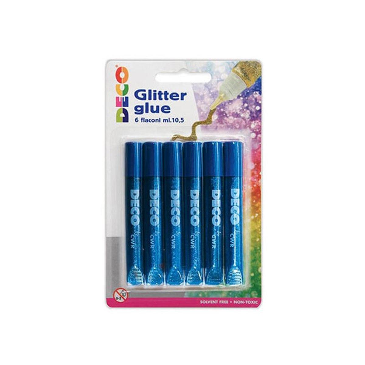 Colla glitter ml.10,5 cf.6 pz blu