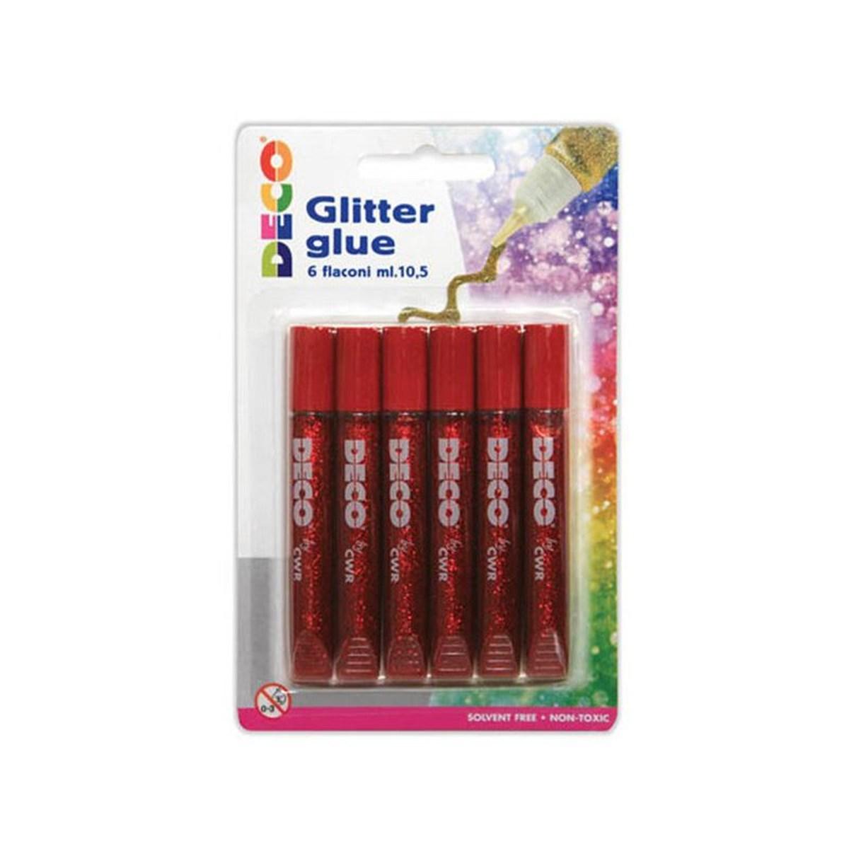 Colla glitter ml.10,5 cf.6 pz. rosso