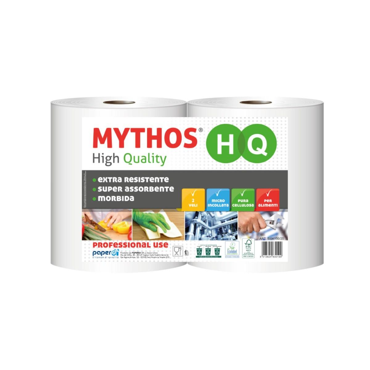 COPPIA ROTOLONE ASCIUGATUTTO MYTHOS PURA CELLULOSA 500 STRAPPI<br />