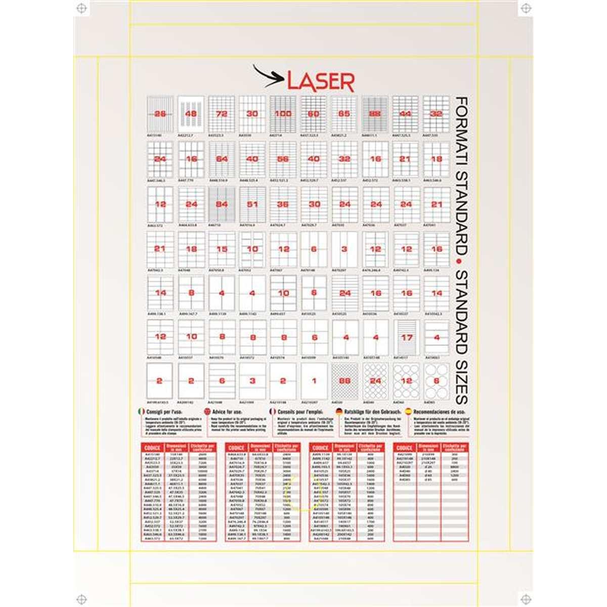 Cf.100 etichette ades. su a4 48,5x25,4