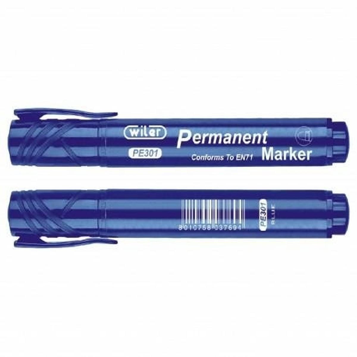 Marcatore permanente blu punta tonda pz12