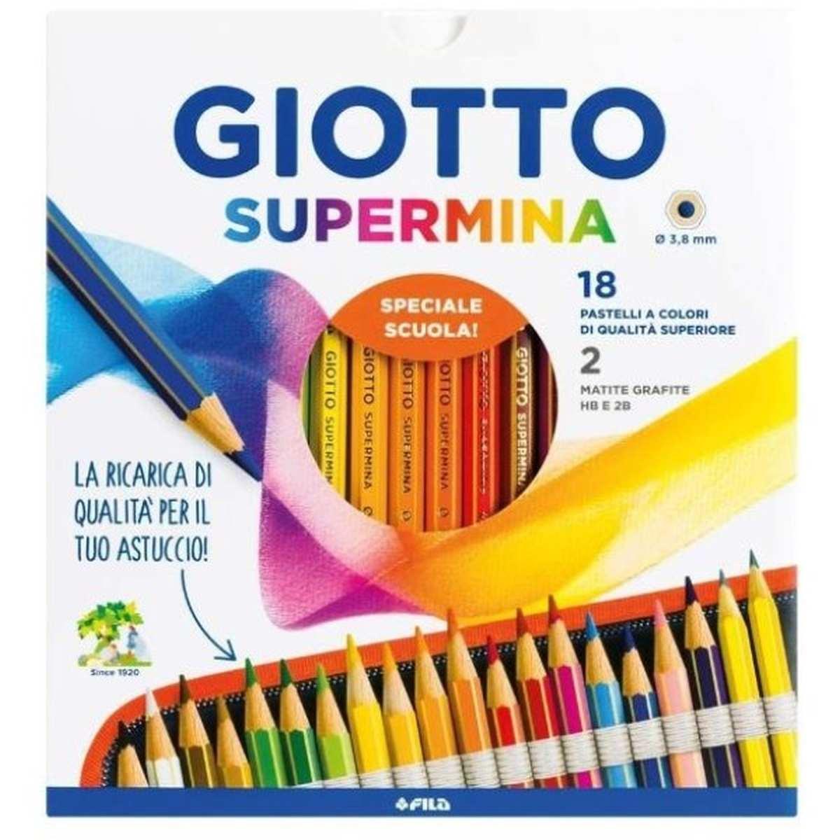 Giotto pastelli supermina  astuccio 18 + 2 matite