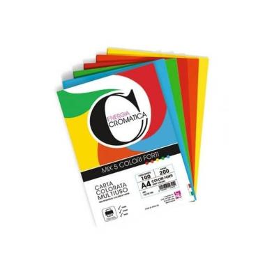 Carta a4 200gr col. forti ass. 100fg cromatica