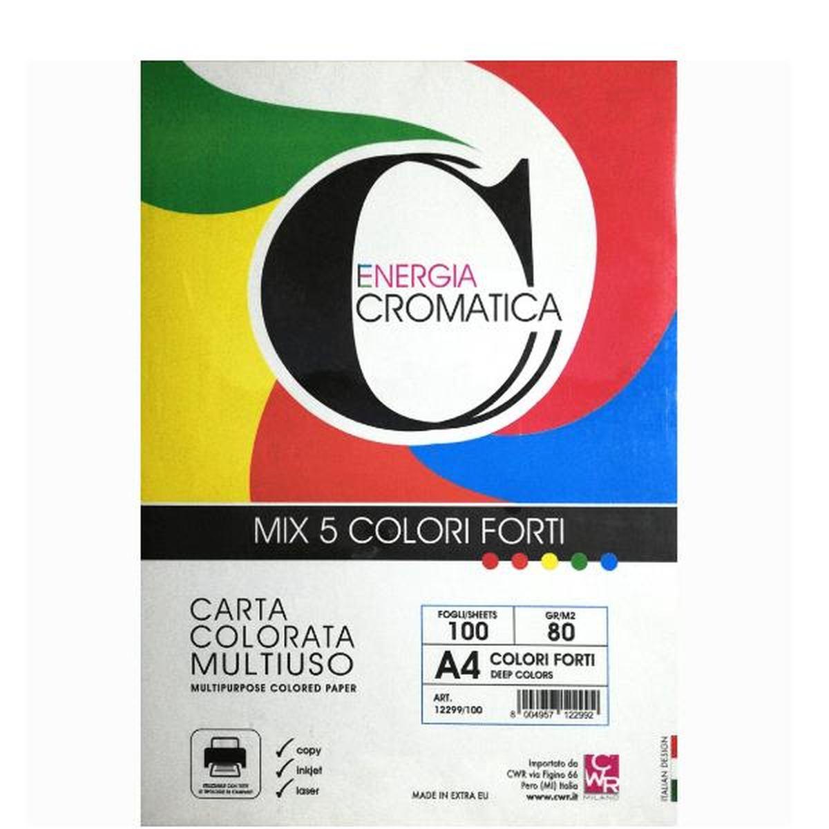 Carta a4 160gr col. forti ass. 100fg cromatica