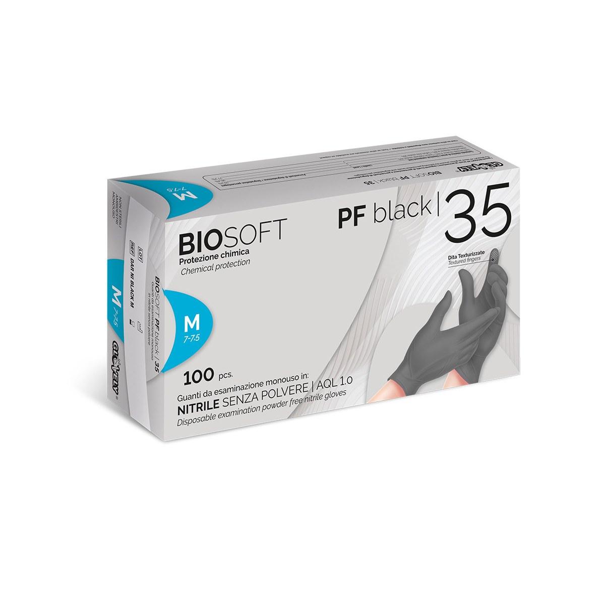 Guanti in nitrile nero biosoft pf black 35 tg. s 100pz