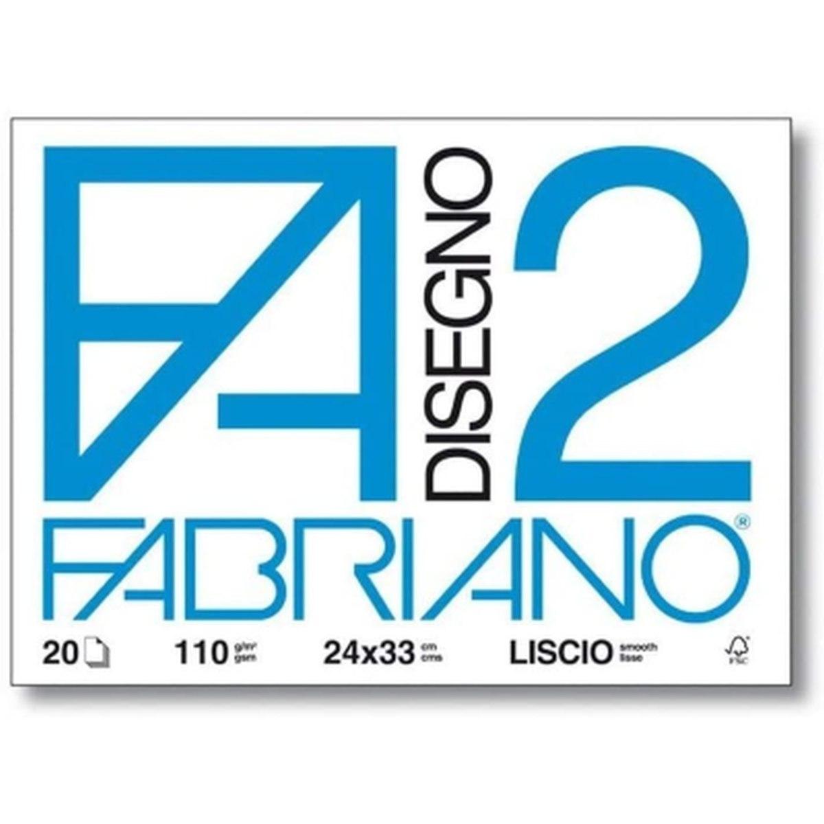 Blocco fabriano 2 fg.20 24x33 liscio