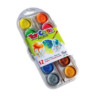 Confezione 12 acquerelli perlati.30