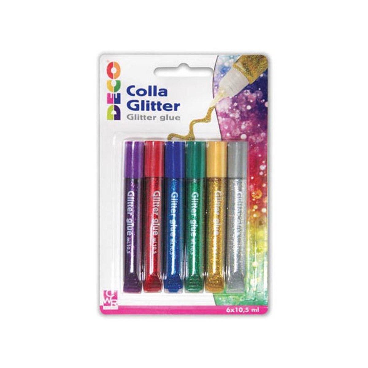 Colla glitter ml.10,5 cf.6 pz. col.ass.