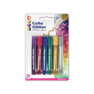Colla glitter ml.10,5 cf.6 pz. col.ass.