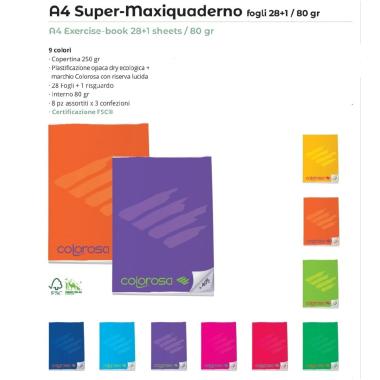 Maxiquaderno colorosa 80gr 28+1fg 1r