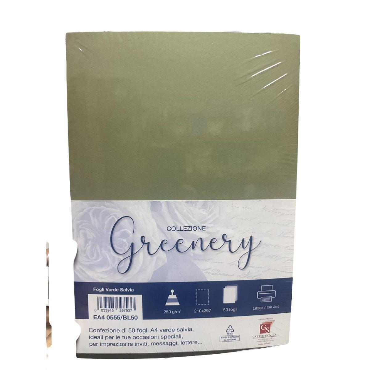 Blister 50 fogli a4 250gr verde salvia