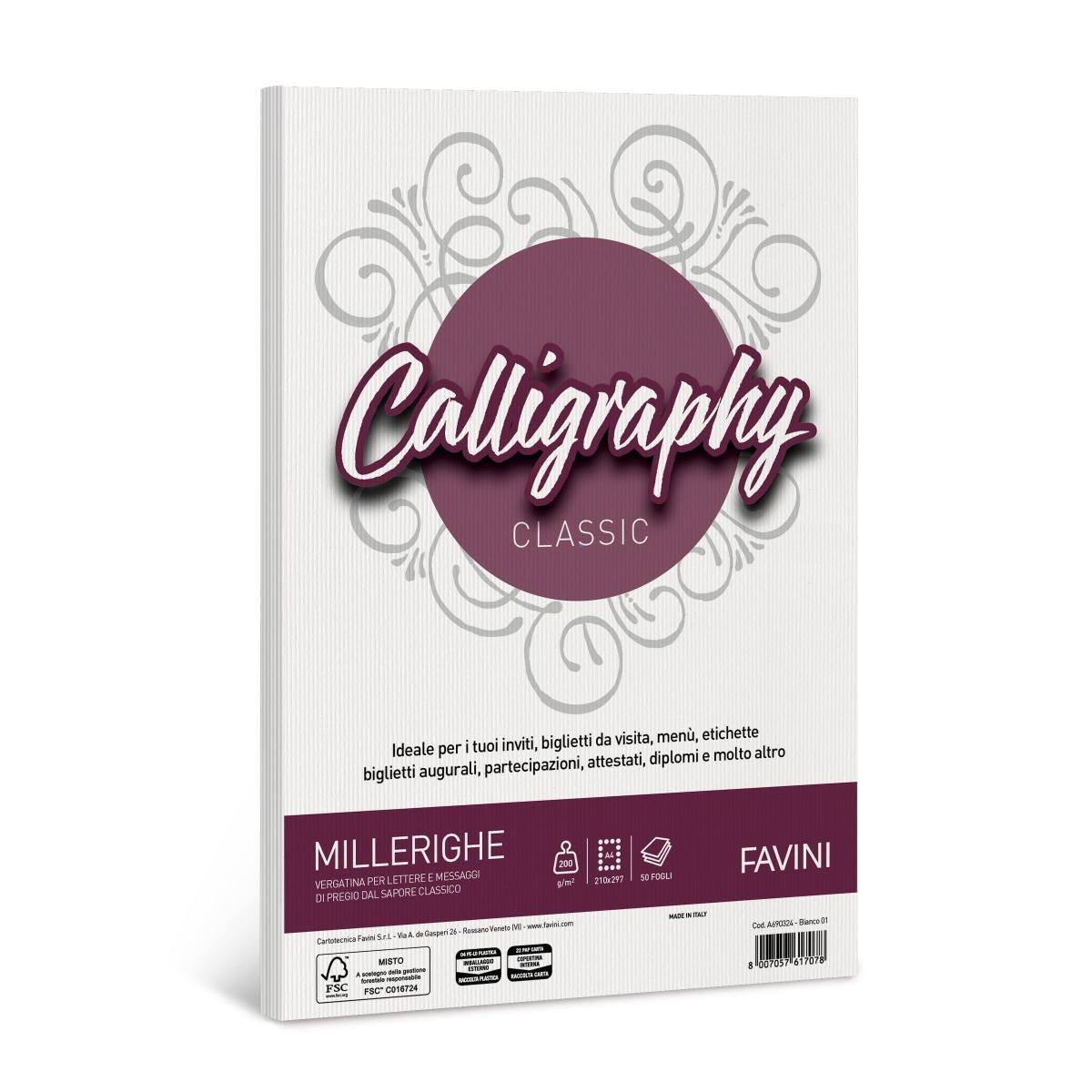 Calligraphy  millerighe a4 50ff gr 200 bianco