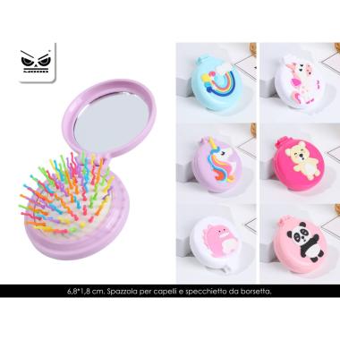 Spazzola con specchietto e borsetta